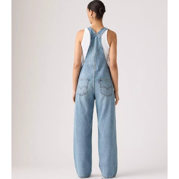 New Levi's Women's Sz Large Baggy Overalls Not The Same Overalls Medium Wash - Picture 4 of 6